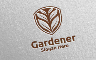 Security Botanical Gardener 38 Logo Template