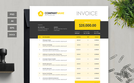 Professional and Clean Invoice Corporate Identity