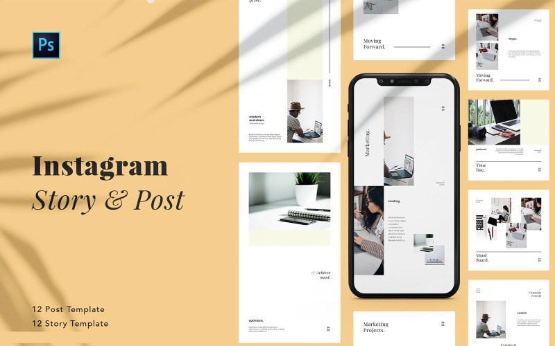 Elegant Business Instagram Story & Post Photoshop Social Media Template