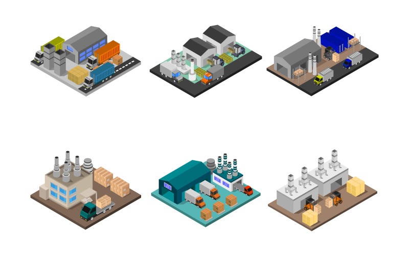Industry Isometric Set - Vector Image Vector Graphic