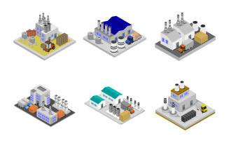 Isometric Industry Set - Vector Image