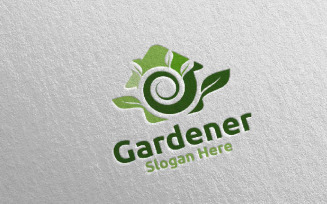 House Botanical Gardener Care 45 Logo Template