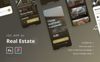 Real Estate iOS App UI Template PSD & Figma