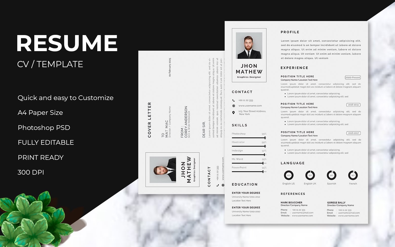 Template #110404 Pagea4cleancvdesignelegantfemale Resumefeminineinfographicletterminimalistmodernmodern Webdesign Template - Logo template Preview