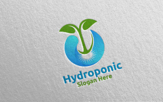 Water Hydroponic Botanical Gardener 65 Logo Template