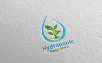 Water Hydroponic Botanical Gardener 66 Logo Template