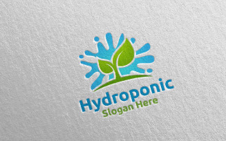 Water Hydroponic Botanical Gardener 69 Logo Template