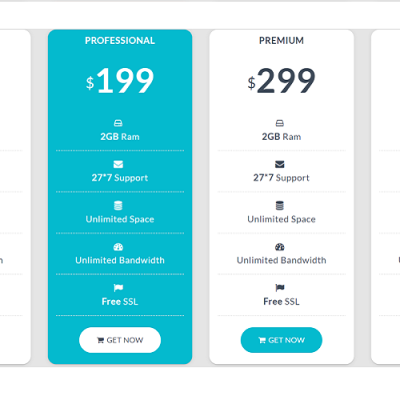 Pricing Table Specialty Page #110516