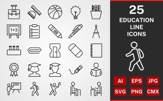 25 EDUCATION LINE PACK Icon Set