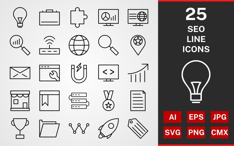 25 SEO LINE PACK Icon Set