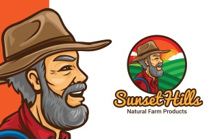 Sunset Hill Farmer Logo Template