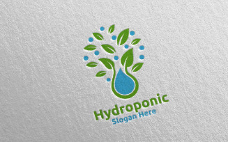 Water Hydroponic Botanical Gardener 80 Logo Template