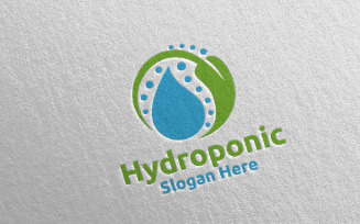 Water Hydroponic Botanical Gardener 82 Logo Template
