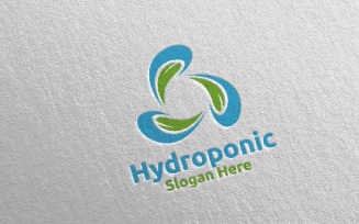 Water Hydroponic Botanical Gardener 85 Logo Template