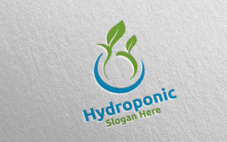 Water Hydroponic Botanical Gardener 89 Logo Template
