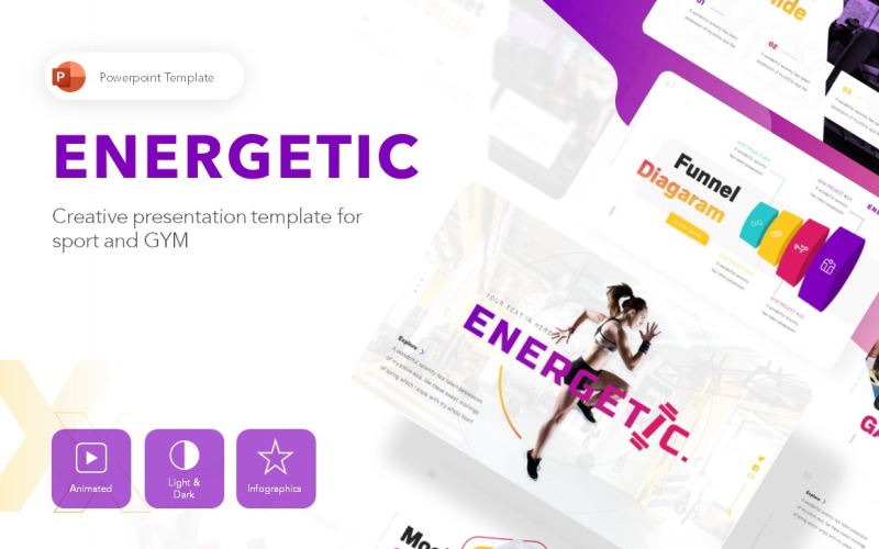 Energetic Gym Presentation PowerPoint template PowerPoint Template