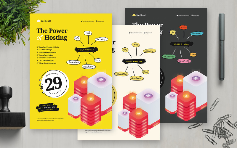 Retro Hosting Flyer - Corporate Identity Template