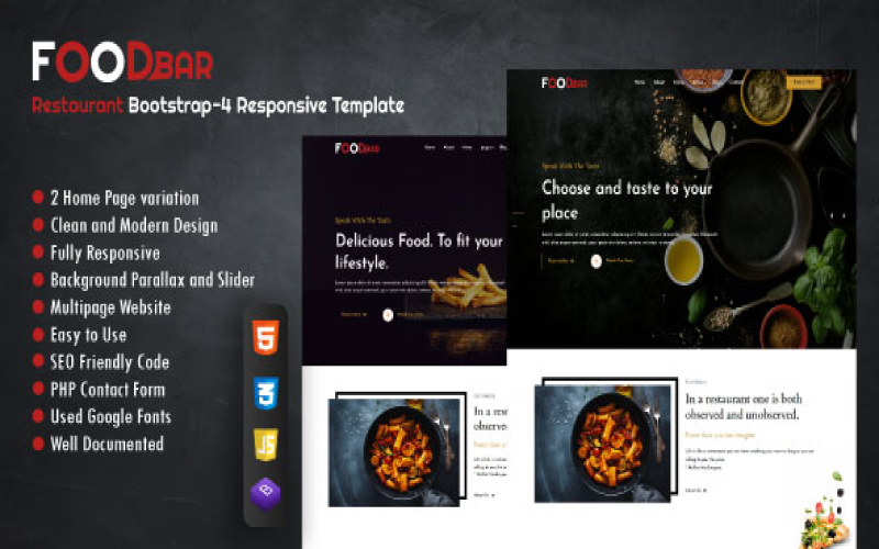 FoodBar Restaurant - Bootstrap 4 Responsive HTML Website Template
