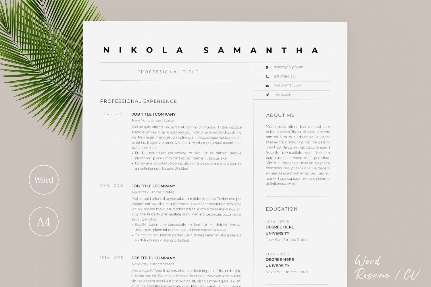 Template #110944 Page Resume2020 Webdesign Template - Logo template Preview
