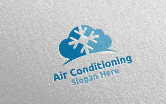 Cloud Snow Air Conditioning and Heating Services 26 Logo Template