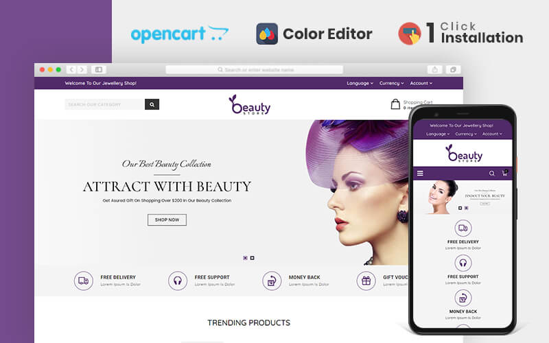 Modello OpenCart Responsive #110972 "Beauty Store Responsive"