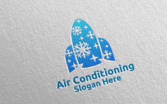 Rocket Snow Air Conditioning and Heating Services 44 Logo Template