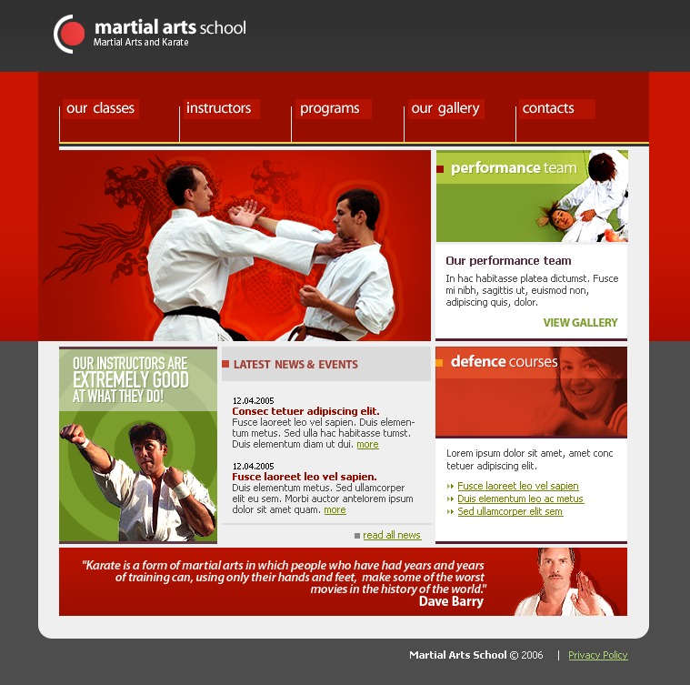 Martial Arts Website Template #11100