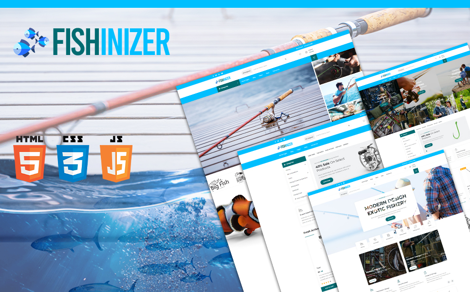 "Fishinizer | Fishing & Marine Accessories HTML5" - адаптивний Шаблон сайту №111040