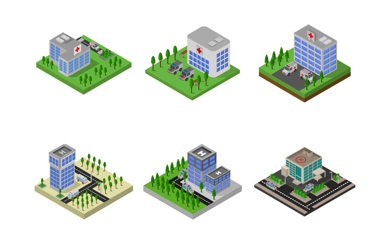 Hospital Isometric - Vector Image Vector Graphic