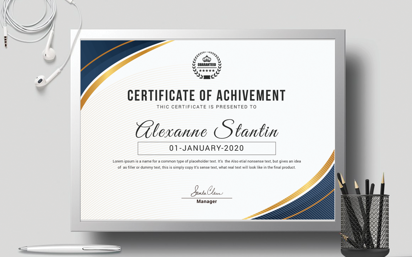 Achievement Award Layout Certificate Template