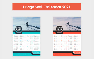 One Page Wall Calendar 2021 - Corporate Identity Template