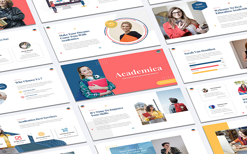 Academica - Education Courses PowerPoint template PowerPoint Template