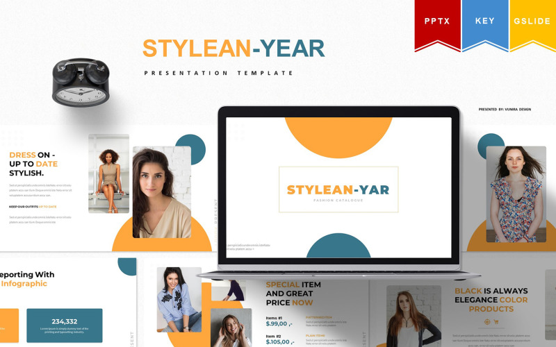 Stylean - year | PowerPoint template PowerPoint Template
