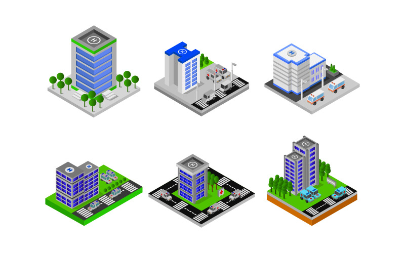 Isometric Hospital Set - Vector Image Vector Graphic