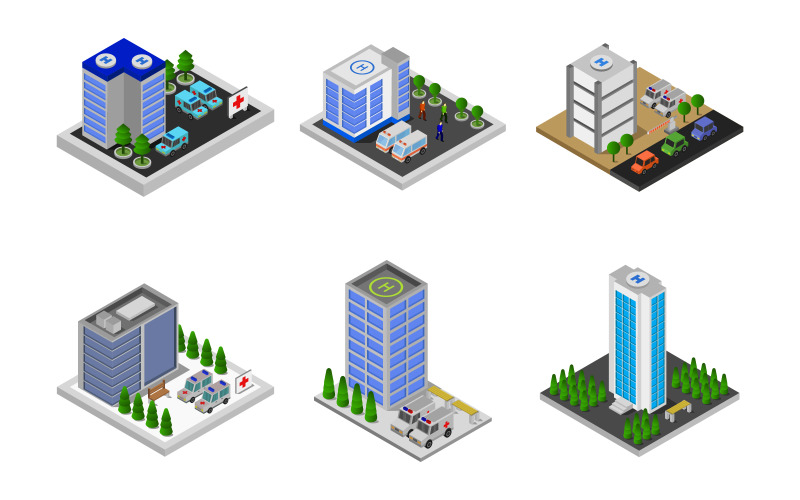 Isometric Hospitals Set - Vector Image Vector Graphic