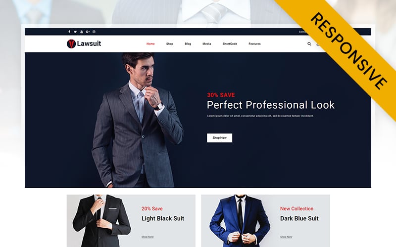 Responsywny motyw WooCommerce Lawsuits - Suits & Blazers Store #111469