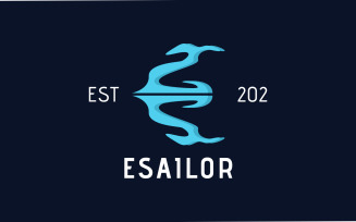 Letter E Anchor - ESAILOR Logo Template