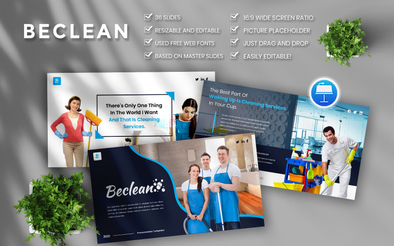 Beclean - Cleaning Services Business - Keynote template Keynote Template