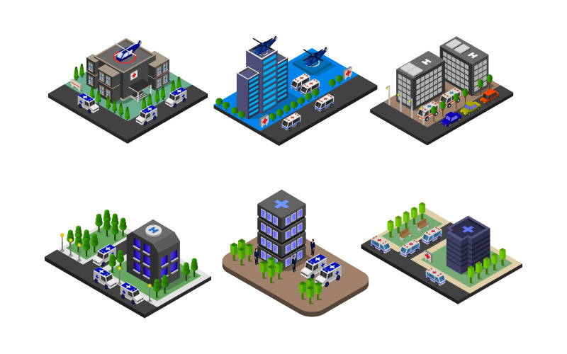 Isometric Hospital Set - Vector Image Vector Graphic