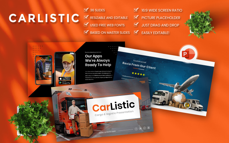 Carlistic - Cargo and Logistic Business PowerPoint template PowerPoint Template