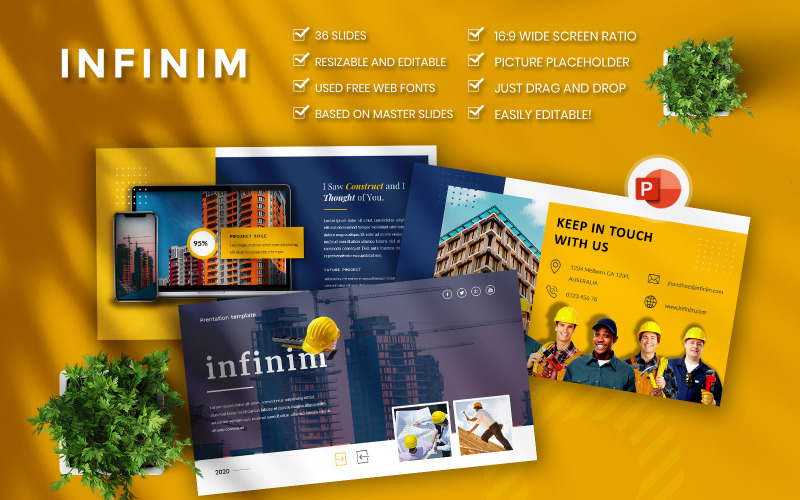 Infinim - Contructuion Business PowerPoint template PowerPoint Template