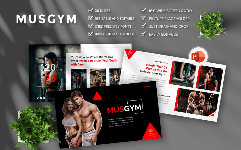 Musgym – Creative & Business PowerPoint template PowerPoint Template