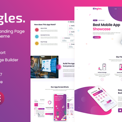 Bingles - Mobile App Landing Page WordPress Theme #112012
