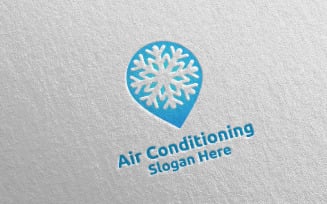 Pin Snow Air Conditioning and Heating Services 25 Logo Template