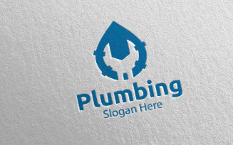 Plumbing with Water and Fix Home Concept 2 Logo Template