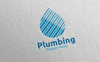 Plumbing with Water and Fix Home Concept 24 Logo Template
