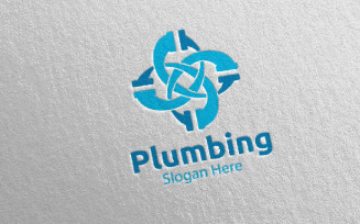 Infinity Plumbing with Water and Fix Home Concept 28 Logo Template