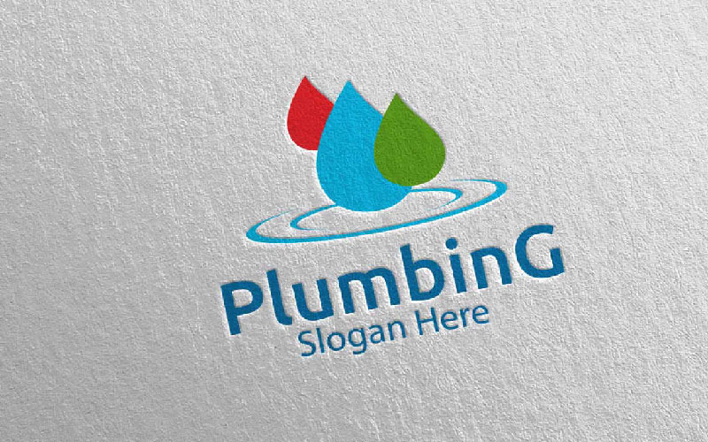 Plumbing with Water and Fix Home Concept 35 Logo Template