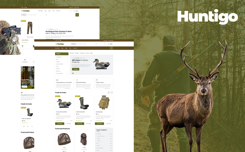 Reszponzív Huntigo - Hunting & Ammunition WordPress sablon 112457