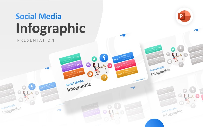 Six Options Social Media Marketing Infographic Presentation PowerPoint template PowerPoint Template